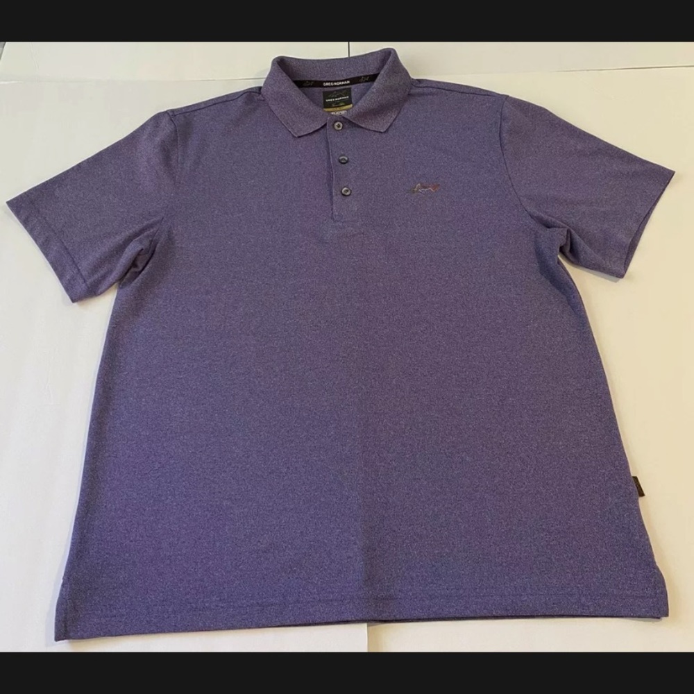 Men's M Purple Greg Norman for Tasso Elba Play Dry Golf Polo Shirt Five Iron